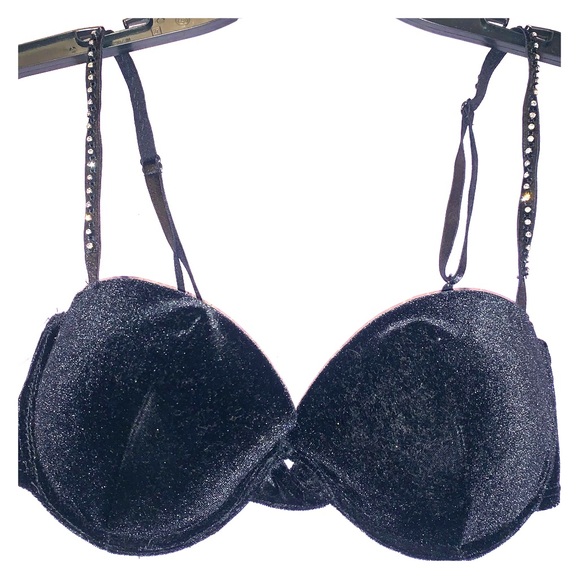 Frederick’s Black velvet and rhinestone bra - Picture 1 of 3